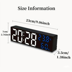 9 Inch Acrylic Digital Wall Clock with Temperature and Humidity Display