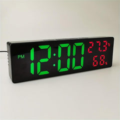 9 Inch Acrylic Digital Wall Clock with Temperature and Humidity Display