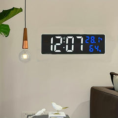 9 Inch Acrylic Digital Wall Clock with Temperature and Humidity Display