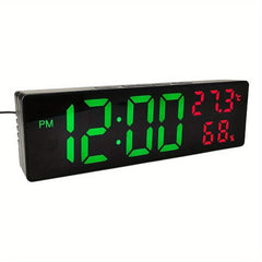 9 Inch Acrylic Digital Wall Clock with Temperature and Humidity Display