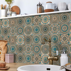 Waterproof Retro Tiles Sticker for Kitchen and Bathroom Wall - Set of 24