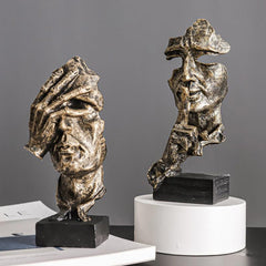 Vintage Thinker Face Resin Ornaments Art Figurines Living Room
