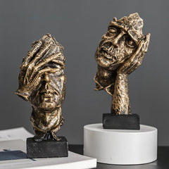 Vintage Thinker Face Resin Ornaments Art Figurines Living Room