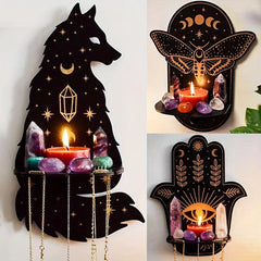 Wooden Animal Wall Candle Holders Indoor Crystal Display Shelf