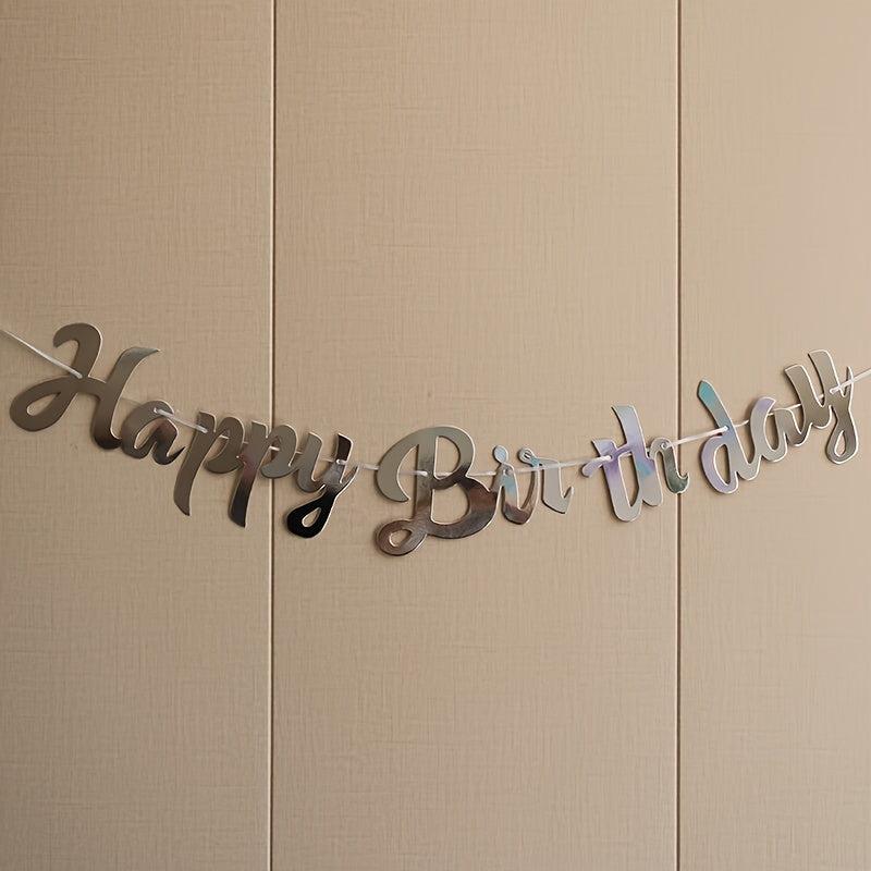 Rose Golden Happy Birthday Banner Hanging Bunting Garland Party Decor