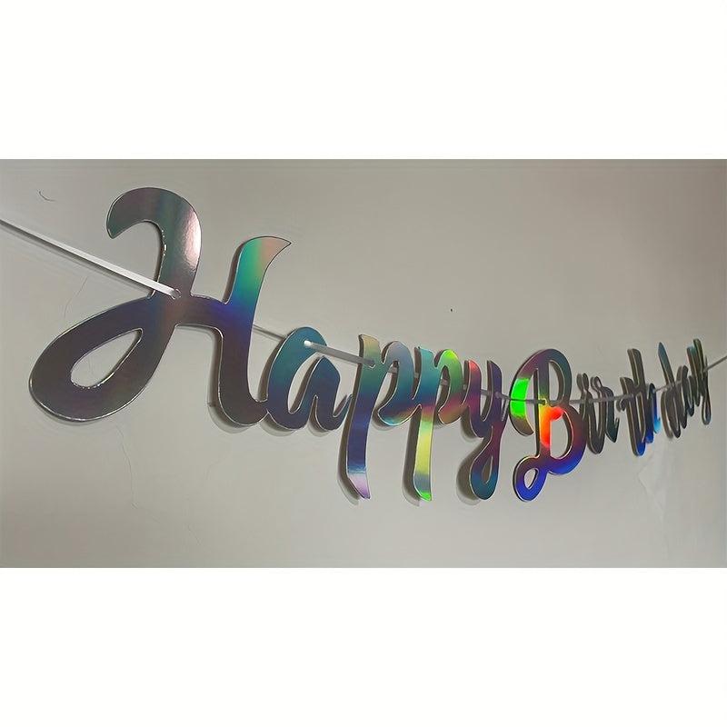 Rose Golden Happy Birthday Banner Hanging Bunting Garland Party Decor