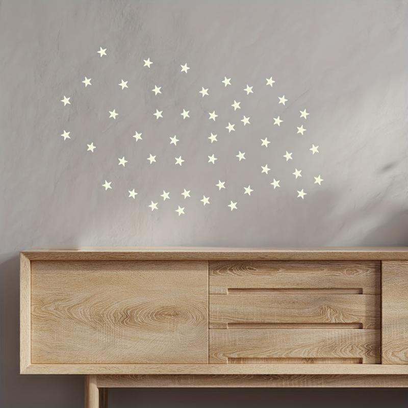 50pcs Glow In The Dark Stars Wall Stickers Realistic 3D DIY Star Decor