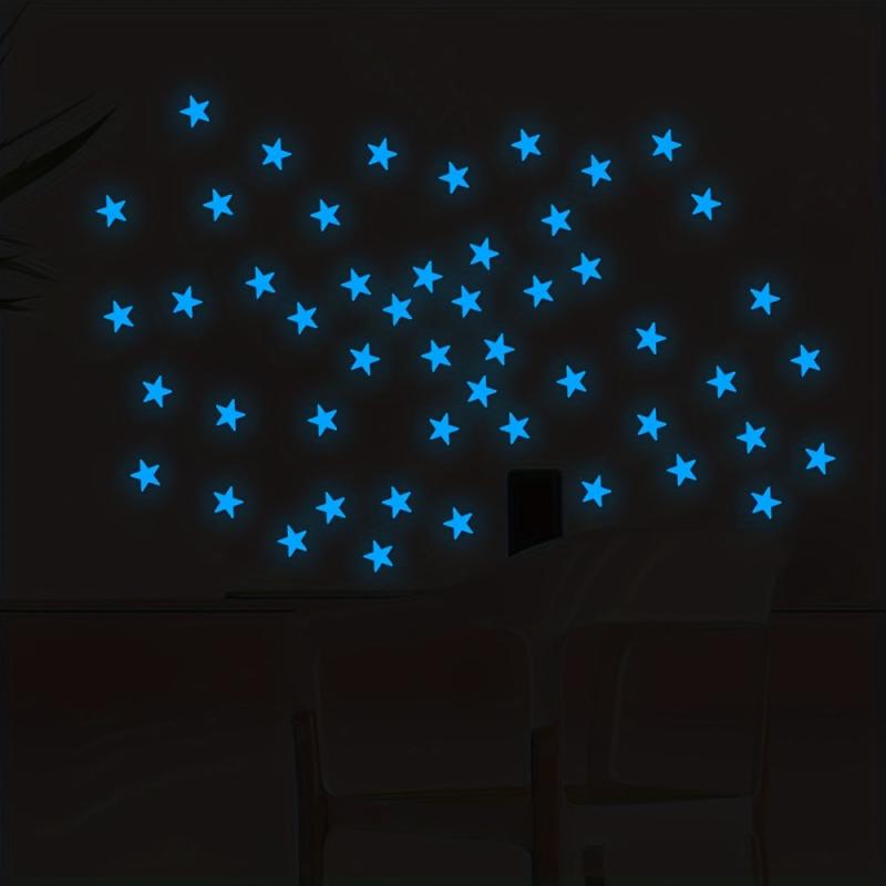 50pcs Glow In The Dark Stars Wall Stickers Realistic 3D DIY Star Decor