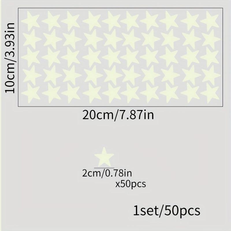 50pcs Glow In The Dark Stars Wall Stickers Realistic 3D DIY Star Decor
