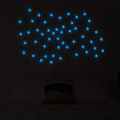 50pcs Glow In The Dark Stars Wall Stickers Realistic 3D DIY Star Decor