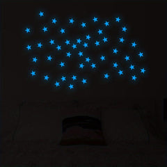50pcs Glow In The Dark Stars Wall Stickers Realistic 3D DIY Star Decor
