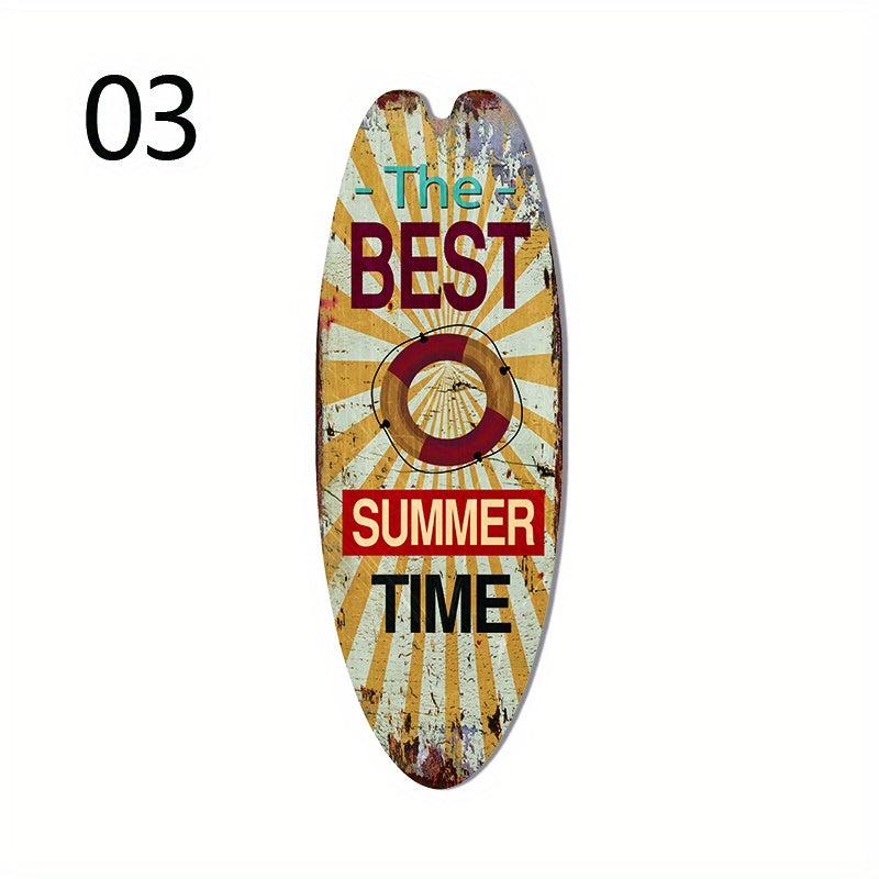 Retro Surfboard Wooden Sign for Beach Home Decor