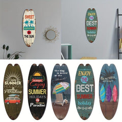 Retro Surfboard Wooden Sign for Beach Home Decor