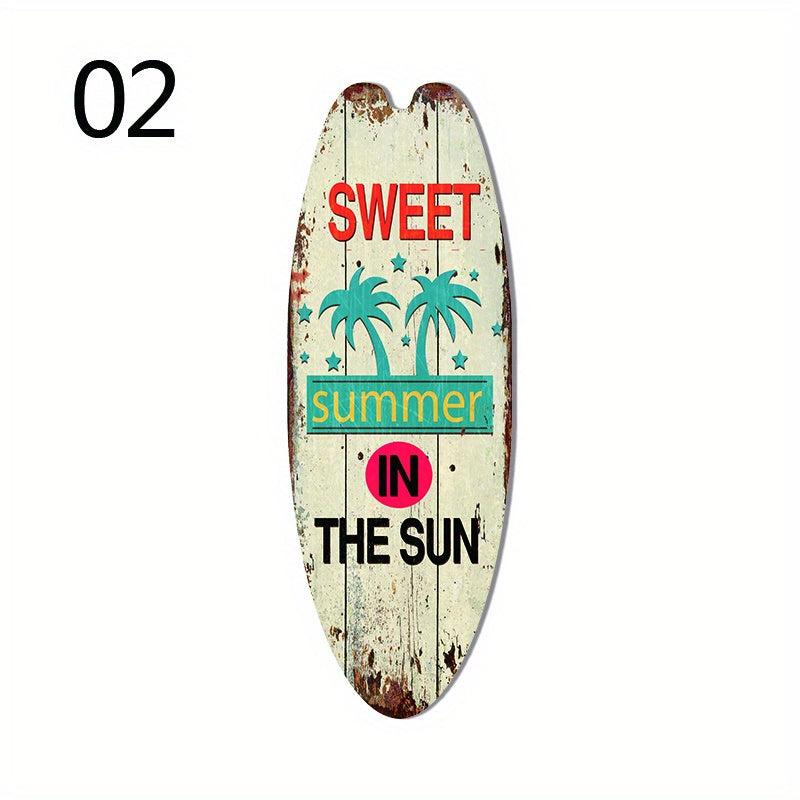 Retro Surfboard Wooden Sign for Beach Home Decor