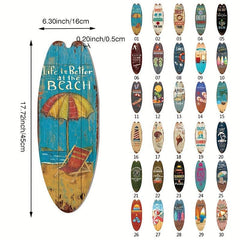 Retro Surfboard Wooden Sign for Beach Home Decor