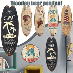 Retro Surfboard Wooden Sign for Beach Home Decor