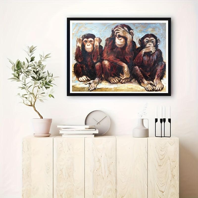 5D DIY Diamond Painting Three Monkeys Full Rhinestones Home Decor