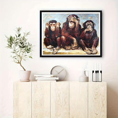 5D DIY Diamond Painting Three Monkeys Full Rhinestones Home Decor