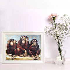 5D DIY Diamond Painting Three Monkeys Full Rhinestones Home Decor