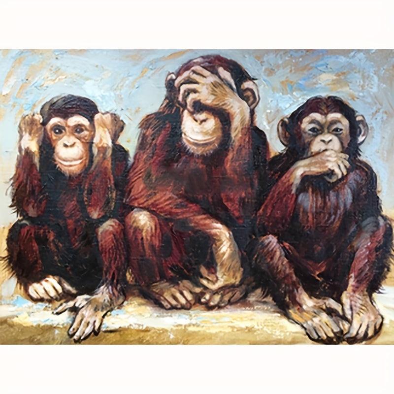 5D DIY Diamond Painting Three Monkeys Full Rhinestones Home Decor