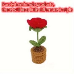 Crochet Potted Flower Arrangement DIY Mini Rose and Tulip Decor