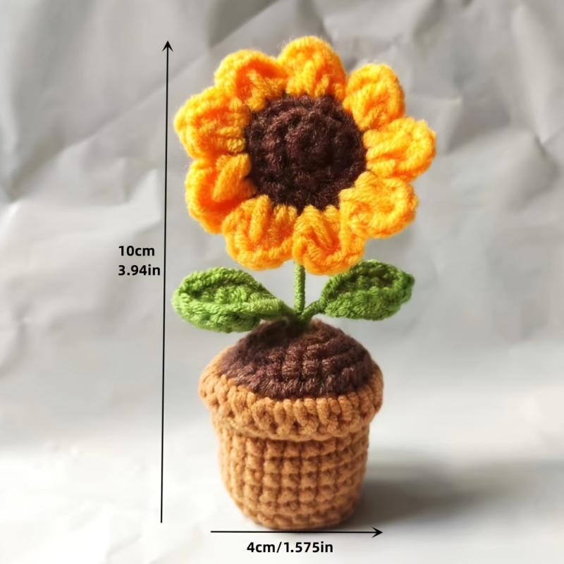 Crochet Potted Flower Arrangement DIY Mini Rose and Tulip Decor