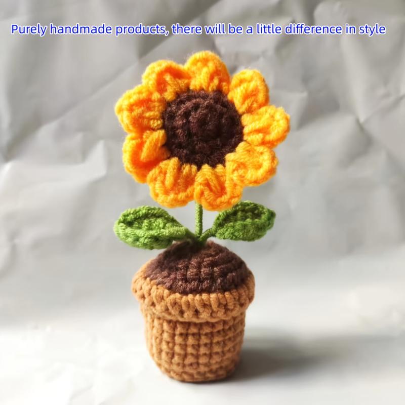 Crochet Potted Flower Arrangement DIY Mini Rose and Tulip Decor