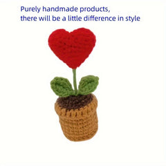 Crochet Potted Flower Arrangement DIY Mini Rose and Tulip Decor