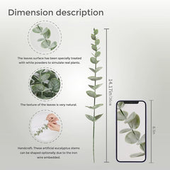 12pcs Artificial Eucalyptus Leaves Stems for Home Decor