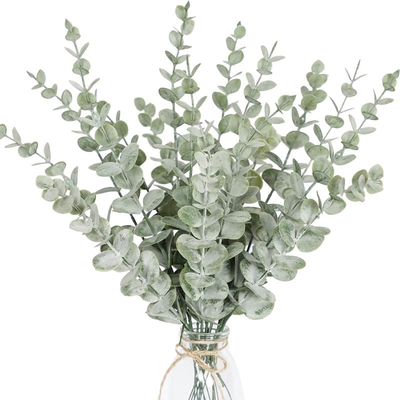 12pcs Artificial Eucalyptus Leaves Stems for Home Decor