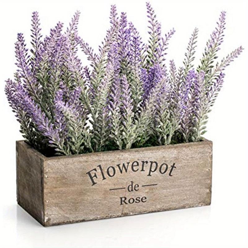 Purple Artificial Lavender Flower Decoration Tray Wooden Box 9 Inches