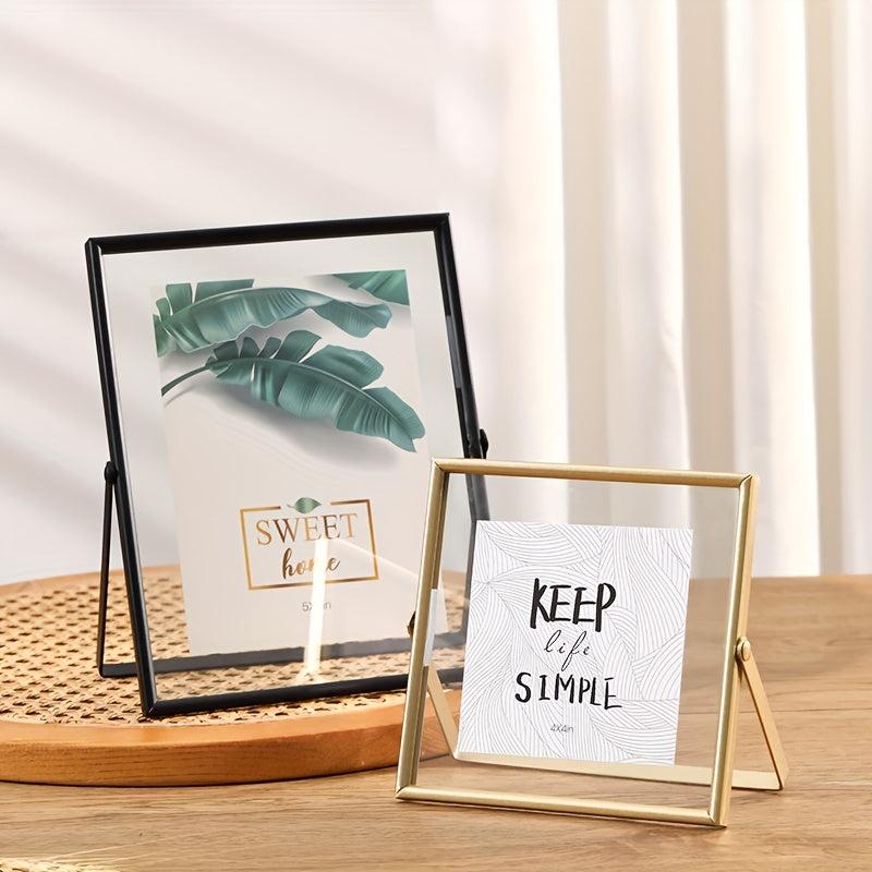 Floating Picture Frame Metal Glass Photo Frame With Stand