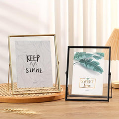 Floating Picture Frame Metal Glass Photo Frame With Stand
