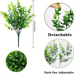 6 Pack Artificial Boxwood Shrub Greenery for Indoor and Outdoor Decor