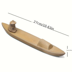 Antique Chinese Ceramic Incense Holder Fishing Elder Man
