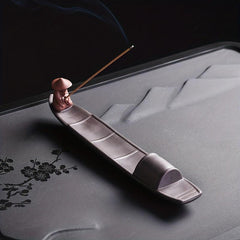 Antique Chinese Ceramic Incense Holder Fishing Elder Man