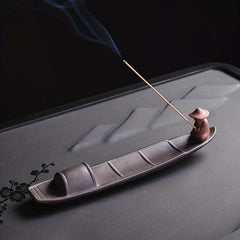 Antique Chinese Ceramic Incense Holder Fishing Elder Man