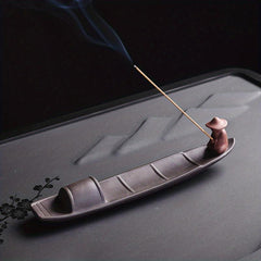 Antique Chinese Ceramic Incense Holder Fishing Elder Man