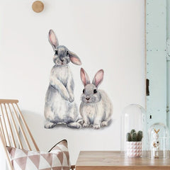 2 Rabbit Wall Stickers Cartoon Bunny 3D Wallpaper Decor Nursery Baby Bedroom