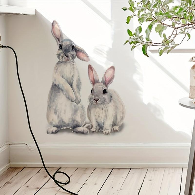 2 Rabbit Wall Stickers Cartoon Bunny 3D Wallpaper Decor Nursery Baby Bedroom