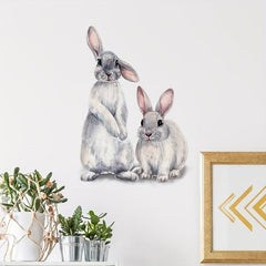 2 Rabbit Wall Stickers Cartoon Bunny 3D Wallpaper Decor Nursery Baby Bedroom