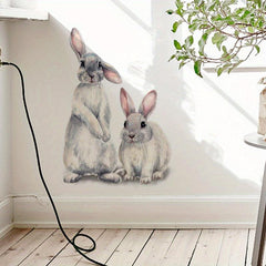 2 Rabbit Wall Stickers Cartoon Bunny 3D Wallpaper Decor Nursery Baby Bedroom