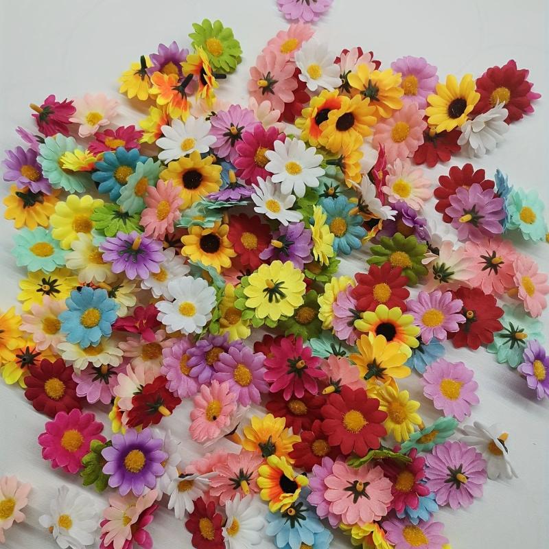 100-200pcs Faux Daisy Flower Heads Fabric Daisies DIY Wedding Scrapbooking