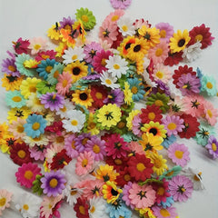 100-200pcs Faux Daisy Flower Heads Fabric Daisies DIY Wedding Scrapbooking