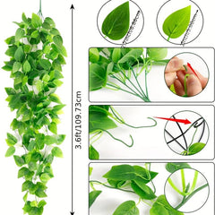 2pcs Hanging Ivy Leaves 3.3ft Artificial Plants Indoor Outdoor Decor