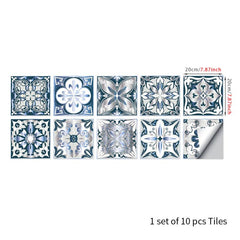 10pcs Vinyl Tile Stickers European Bathroom Backsplash Removable Wall Decals