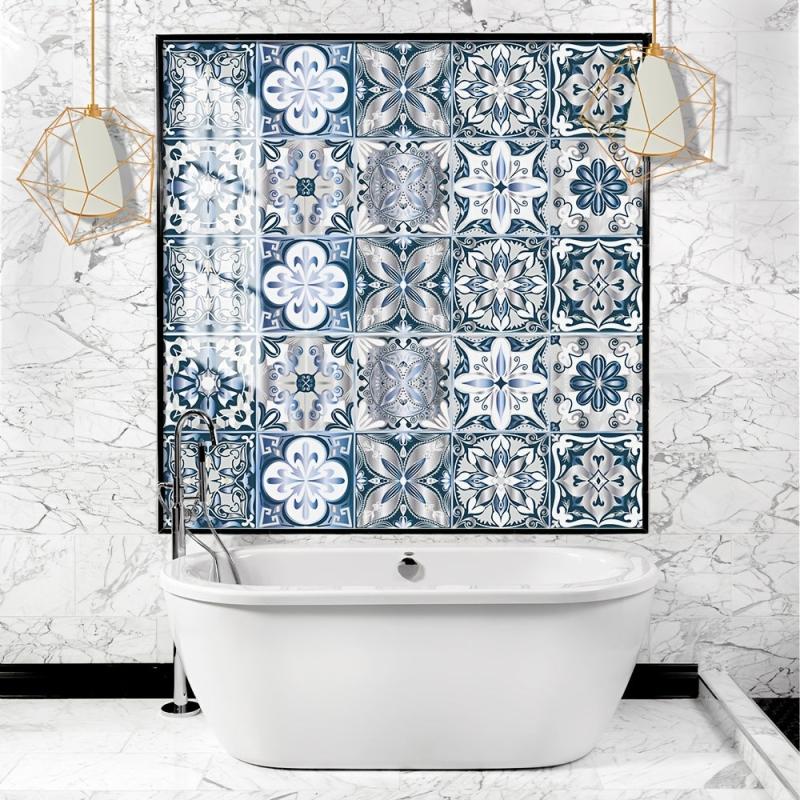 10pcs Vinyl Tile Stickers European Bathroom Backsplash Removable Wall Decals