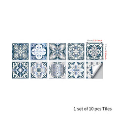 10pcs Vinyl Tile Stickers European Bathroom Backsplash Removable Wall Decals
