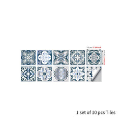 10pcs Vinyl Tile Stickers European Bathroom Backsplash Removable Wall Decals