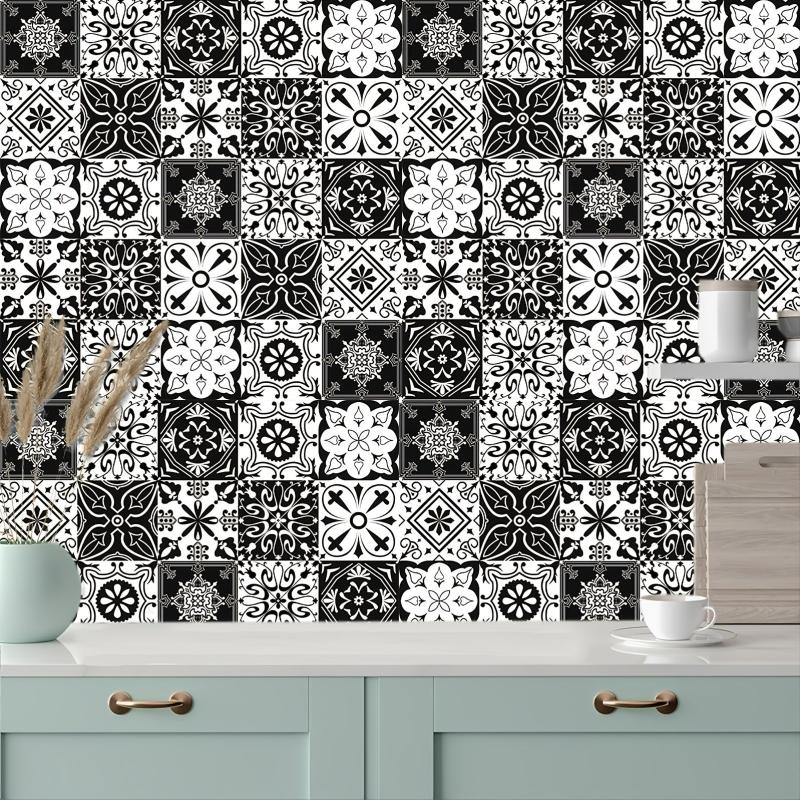 10pcs Waterproof Patterned Wall Tile Stickers - Easy Installation & Removal